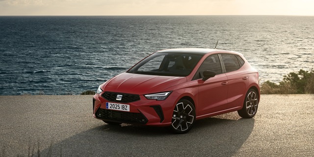 Roter SEAT Ibiza FR Black Edition am Meer.