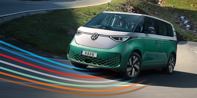 Der ID. Buzz Pro von Volkswagen Nutzfahrzeuge in der Seitenansicht