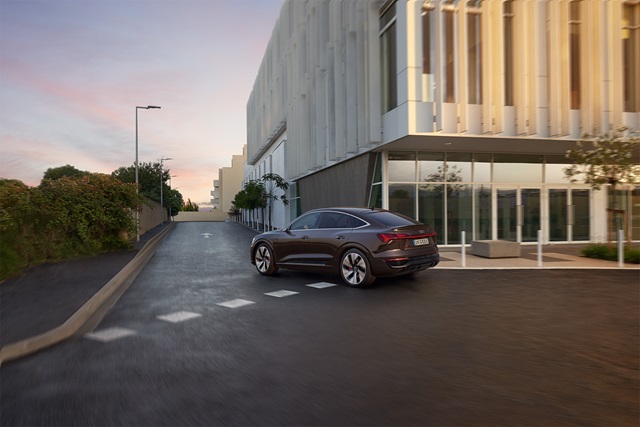 Der Audi Q8 e-tron in der Heckansicht.